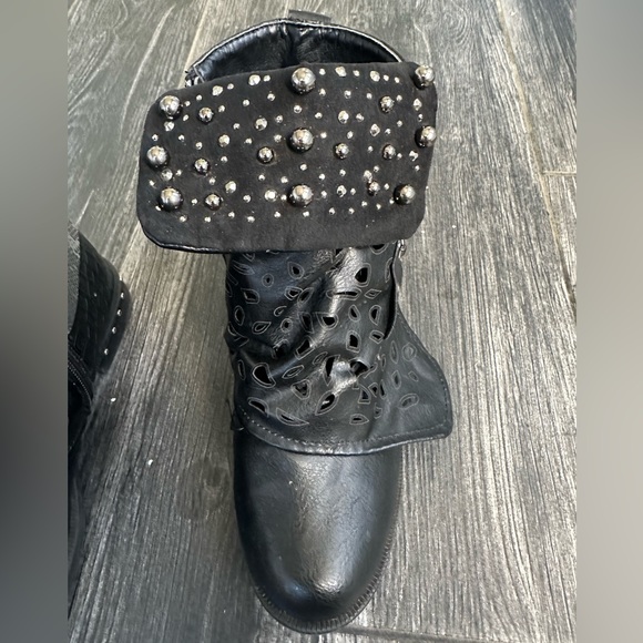 Unique Balin Black Leather Ankle Boots Size 7 Cool Design Concert Rock - Picture 13 of 16